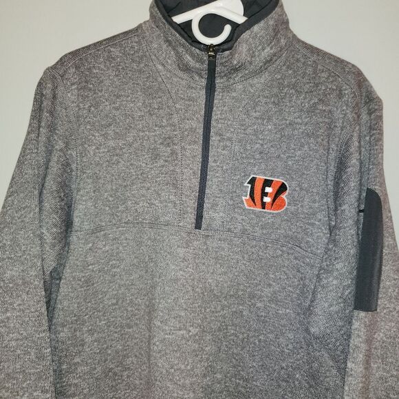 Men's Antigua Cincinnati Bengals Fleece-lined Pullover 1/4 Zip Sweater Sz Large - Picture 3 of 11